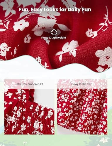 Image of PATPAT Family Matching Outfits Mommy and Me Dresses Floral Dress & T-Shirts | Mommy and Me Easter Dresses, Puff Sleeve Floral Sundress, Cotton Blend T-shirts, Couples Party Wedding Vacation Outfits