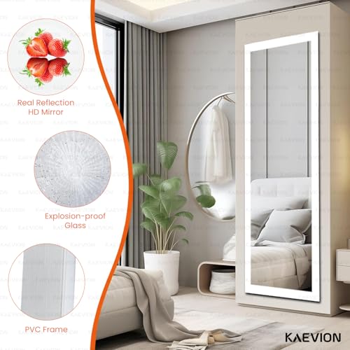 Image of White 5.25ft Wall Mount Rectangular Full Length Framed Water Proof PVC Wooden Frame Wall Hanging Full Body Vertical Wall Mirror for Home Decor, Living Room, Bedroom