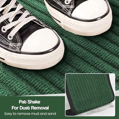 Image of Yellow Weaves 1 Pc RectangularDoor Mat for Home Entrance,Outdoor Rubber Mat,Non-Slip,Anti Skid Foot Mat,Dirt Trapper,Heavy-Duty,Weather-Resistant,Waterproof Doormat(40x60cms,Stripe,Green Color)