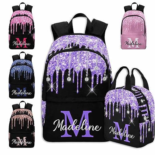 MyPupSocks Customized Backpacks for Teen Girls Personalized School Bags Backpack and Lunch Bag for Girls