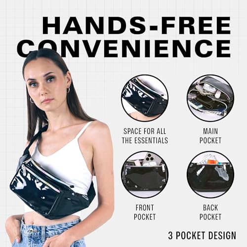 Image of Sojourner Holographic Rave Fanny Pack - Packs for Festival Women, Men | Cute Fashion Waist Bag Belt Bags (Glitter - Black)