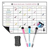 Whiteboard Magnetisch, Trocken Abwischbar, 43,2 x 30,5 cm, Trocken Abwischbar, Für Verantwortung, Aktionsplaner, Belohnungstafel Perfekt für Training, Studium, Diät, Kinder – inklusive 3 Markern