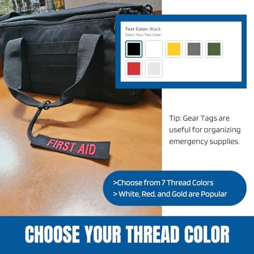 Custom Embroidered Gear Tags for Luggage, Duty Gear, Tactical, Military Bags | Double Sided Tag | Personalize Both Sides and Choose from 7 Text Thread Colors | Made in The USA (Black Twill Backing)4