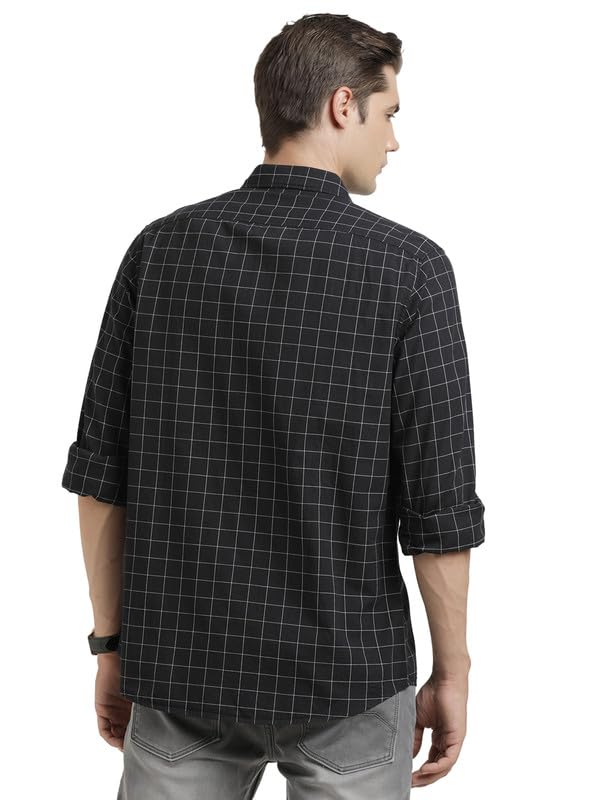 Image of Turtle Men 100% Cotton Slim Fit Check Full Sleeve Casual Shirt