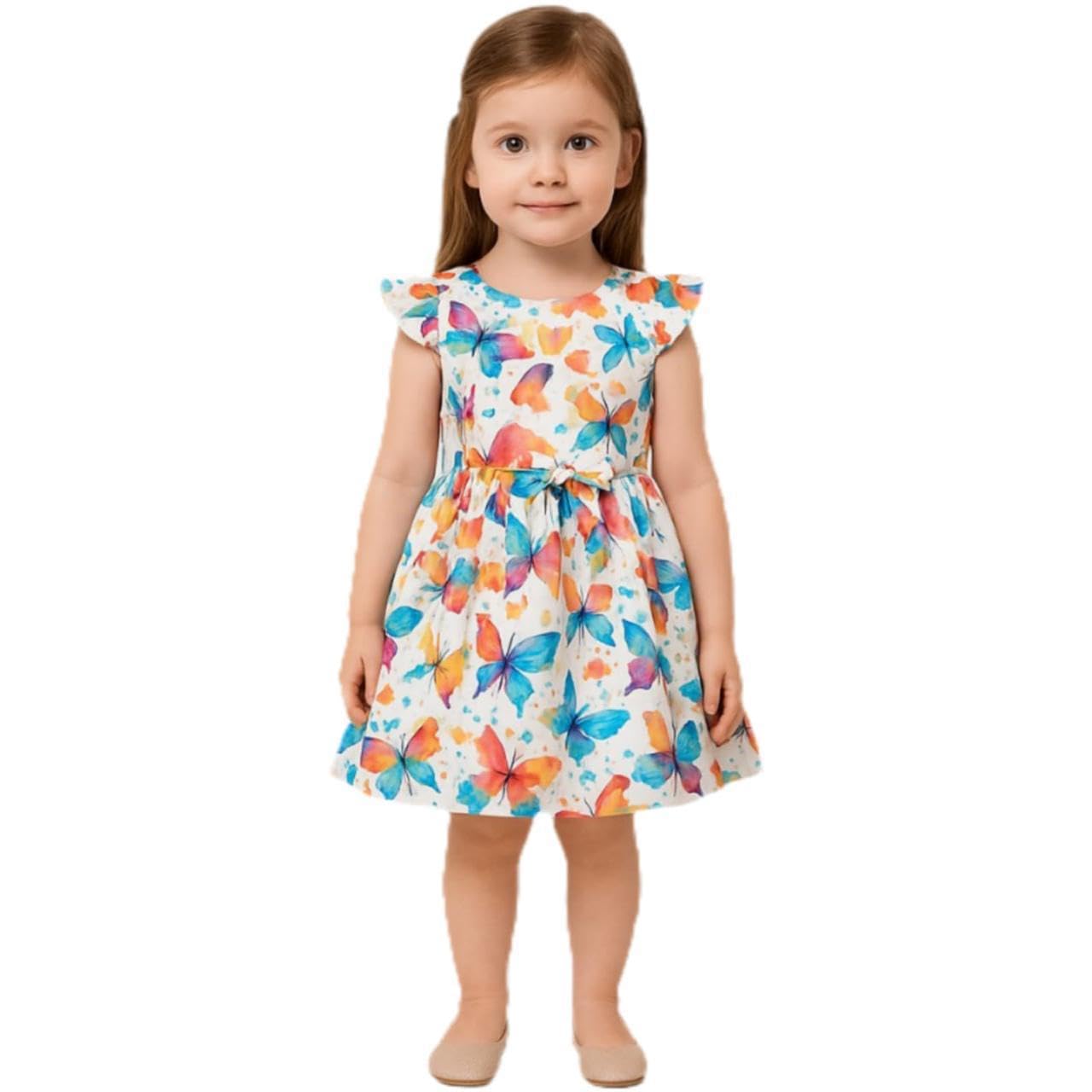 Butterfly Baby Girl Frock | Cute Printed Cotton Dress for Girls | Soft Breathable Casual Frock for Toddlers & Kids Multicolour-image-29