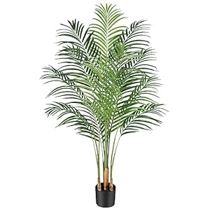 Keeplush Plante Artificielle Areca Palmier Artificiel 150cm Fausse Plante Interieur et Exterieur en Pot Plastique Arbre Artificiel Salon Balcon Chambre Verte Décoration (1 Pack)