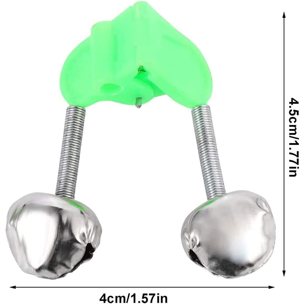 LATRAT 50pcs pêche Cloche, Accessoires de pêche Morsure indicateur Cloche pour Canne à pêche extérieure Double Cloche, Rouge, Vert