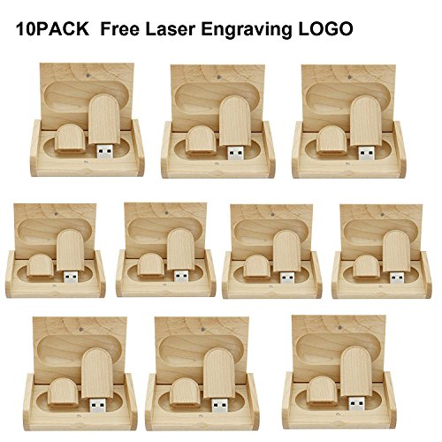 yaxiny 10pcs madera de arce 2.0/3.0u00a0USB Flash Drive con caja de madera (libre grabado láser Logo)
