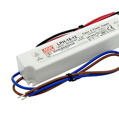 KingLed-Netzgerät Mean Well, wasserdicht, 18 W, 12 V, Gleichstrom, LPH-18-12, IP67, Trafo, 220 V AC zu DC kompatibel mit 12 V Modell 1574 LED Strip Cover