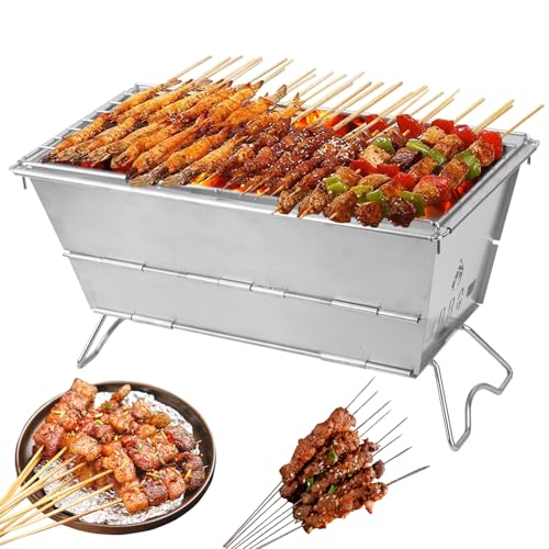 SOPHREPT Portable Charcoal Grill, Stainless Steel Barbecue Grill, Compact Folding Design, Resistant High Temperature, Easy To Clean