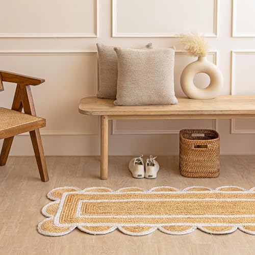 Tapete corredor trenzado de yute 2x6 ft natural miniatura 2