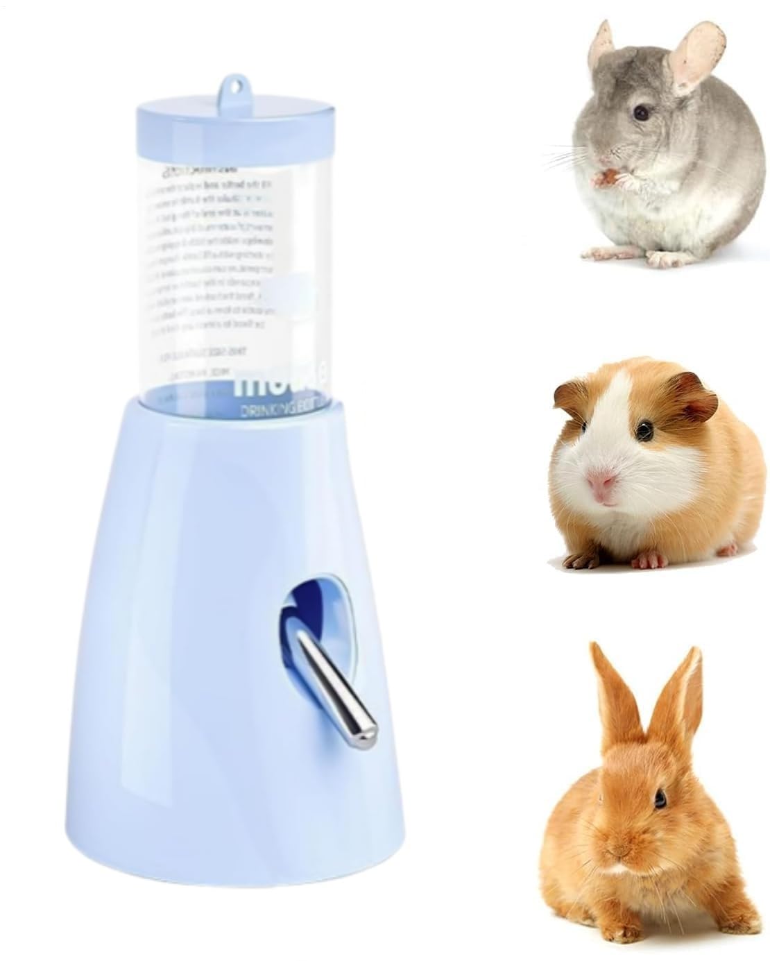Biberón para Hámster - Dispensador de Agua con Soporte - Suministro de Bebedero de 80ml Anti-Fugas con Abertura Inferior para Roedores Pequeños en Interior