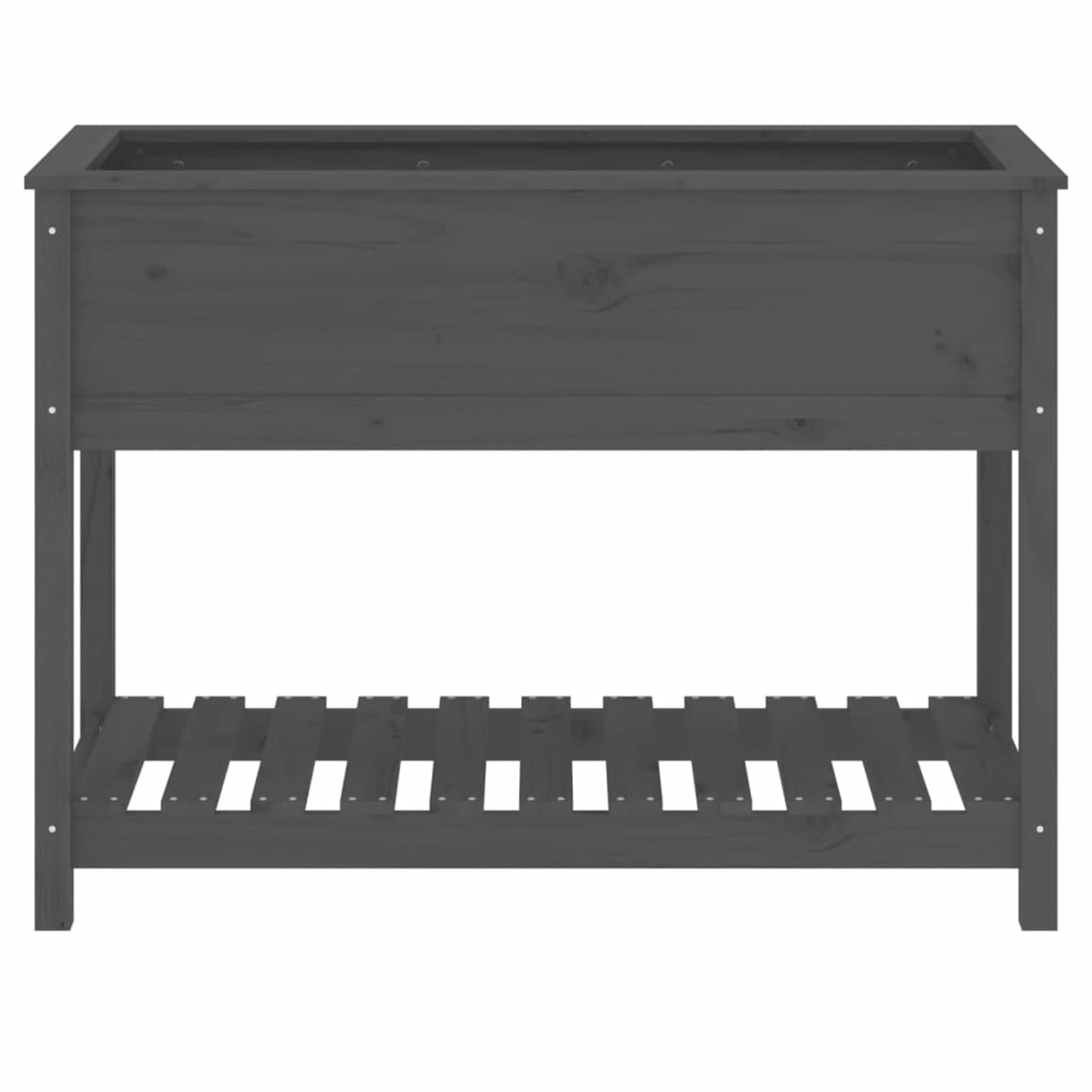 Homgoday Sadzarka z kratką do ogrodu, skrzynka na kwiaty z półką szara 111,5 x 54 x 81 cm z litego drewna sosnowego, sadzarka grillowana do ogrodu, donica na zewnątrz, donica balkonowa