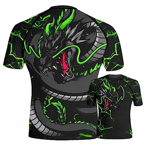 Experience Ultimate Comfort and Protection with Men's Short Sleeve Dragon Compression Shirt Full Size XS-5XL