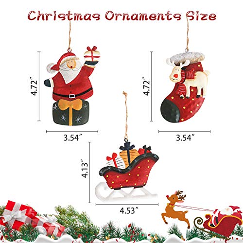 Svopy Metal Christmas Ornaments Set – 6 Pack Xmas Hanging Ornaments Santa Snowman Christmas Stocking Sleigh Ornaments For Christmas Tree Holiday Decorations Gift Souvenir #TOP3