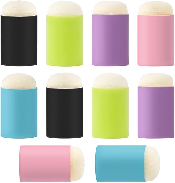 10 Pcs Finger Ink Blending Brushes Daubers Small Stencil Daubers Finger Stamping Sponge Daubers for Painting Drawing Ink Card Making Commodities for Finger Painting