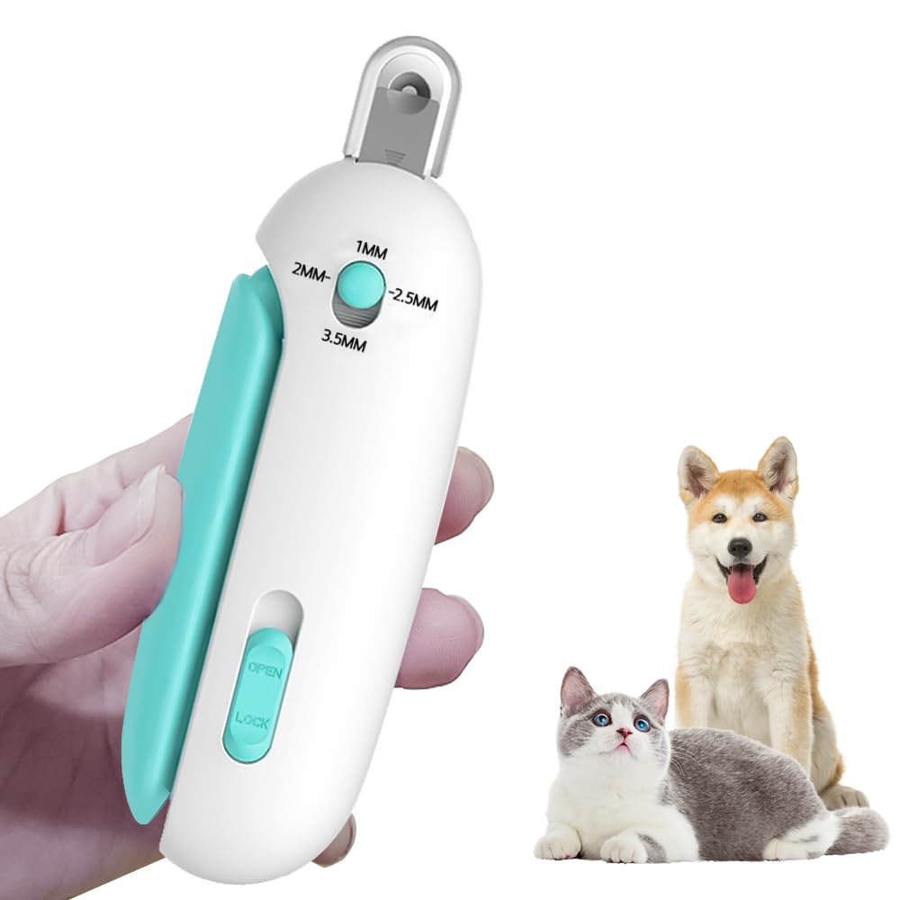 KASELIN 猫 爪切り 初心者用 犬 ペット用 傷のない血液線安全せん断 軽い 飛散防止カバー 1~3.5mm直径調整可能 合金鋼 猫 爪研ぎ つめきり ペット 小動物 隠し式爪やすり付き 人気 犬 猫 ペット用つめきり (ブルー)