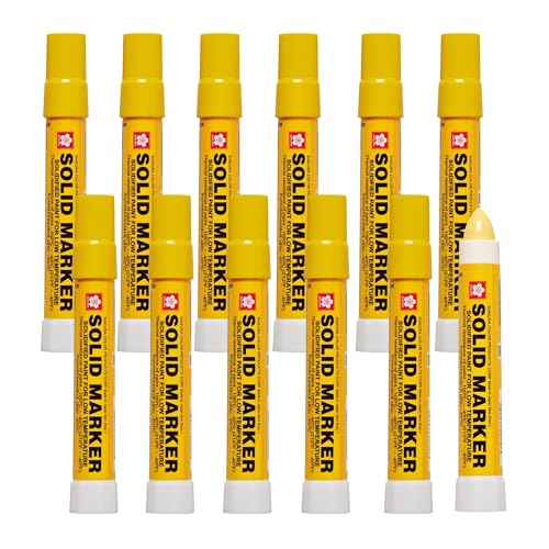 SAKURA Solid Paint Markers with Twist Up Tip - Low Temperature Permanent Marker Pens - Window, Wood, & Glass Marker - Yellow Paint - 12 Pack