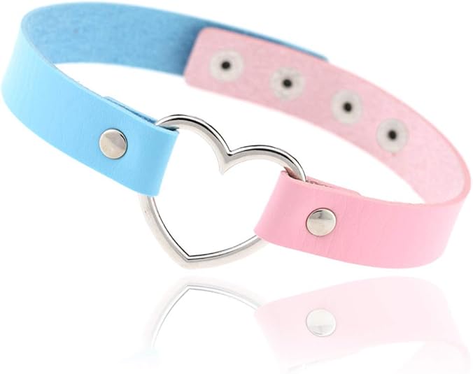 ETHOON Love Heart Adjustable Leather Choker Punk PU Necklace Goth Choker Soft Collar Chain for Women
