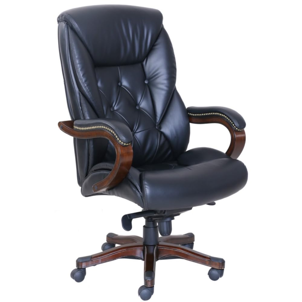 NBF Kingston Big and Tall Executive Office Chair - Ergonomic High Back with Adjustable Lumbar - Mahogany Finished Adjustable Office Computer Desk