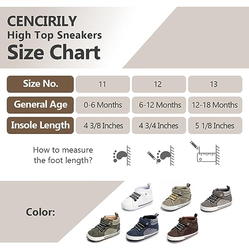 Image of CENCIRILY Baby Boys Girls High Top Sneakers Soft Soles Anti Skid Infant Ankle Shoes Toddler Prewalker First Walking Crib Shoes