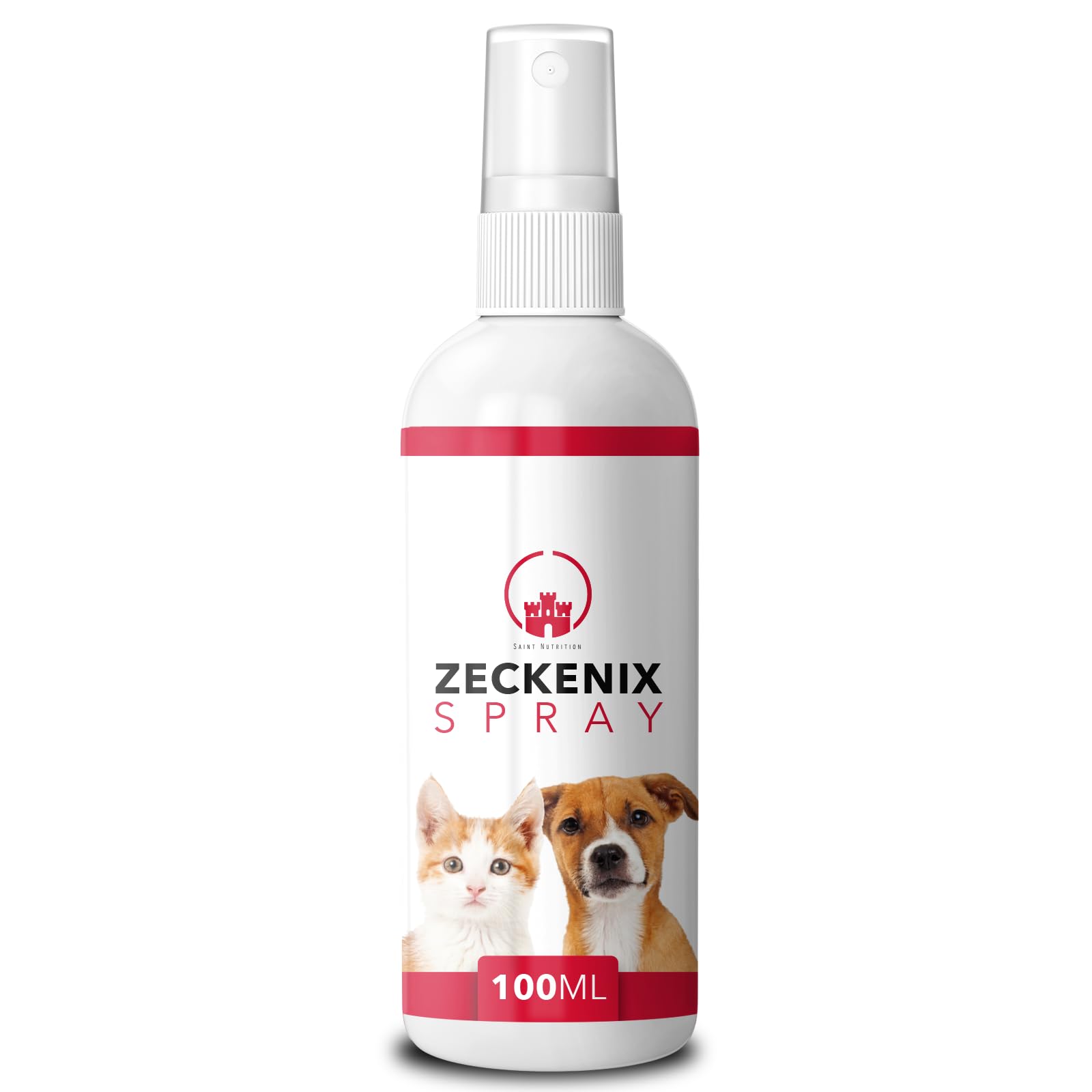 Saint Nutrition® Zeckenix – Zeckenspray Hund – Zeckenschutz Hund – Natürliche Formel für Hunde und Katzen – Ideal für den täglichen Gebrauch und den Schutz unterwegs, 100ml