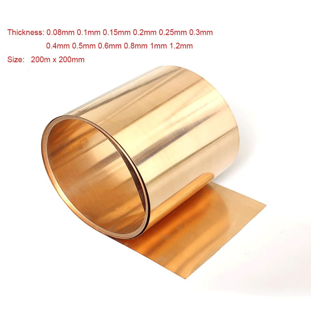 reine Kupfermetallfolie, Kupferblechrolle C17200 0,08-1,2 x 200 mm, DIY, Basteln, Industrie(0.8x200x200mm)