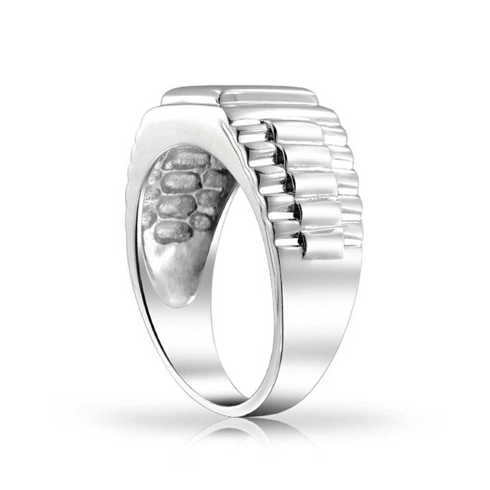 Personaliza Anillo de Compromiso para Hombre con Diseño de Banda Lateral Cuadrada Geométrica de Corte Invisible AAA CZ Anillo de Meñique Declaración Unisex Mujer Talla Grande .925 Plata de Ley