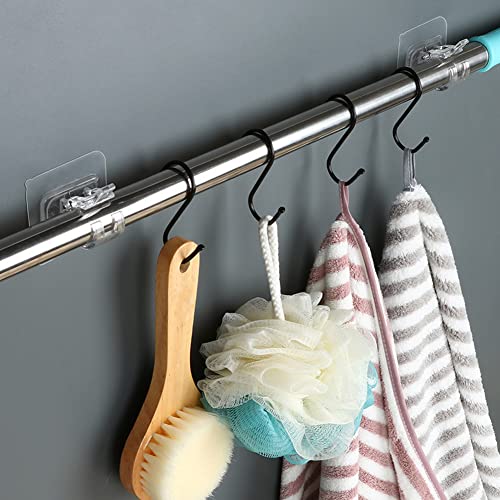 8 Pcs Adhesive Curtain Rod Holder Hooks Self-Adhesive Curtain Rod Bracket No Drill Curtain Hangers Nail Free Adjustable Curtain Rod Holder Curtain Pole Wall Brackets for Home Bathroom Kitchen - Thumbnail 5
