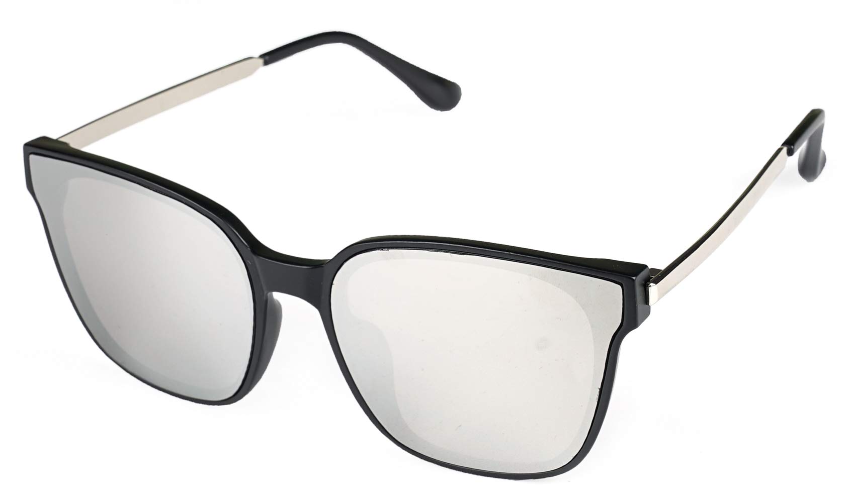 U.I STATION Square Sunglasses Womens Mens Oversized Mirrored lens U886 (Sil-Sil)