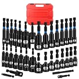 BLACKROBOT Impact Magnetic Nut Driver Set, 34-Piece Metric & SAE Driver Bit Set, Deep Nut Driver Set, 1/4'' Quick Change Cr-V Steel Hex Nut Drivers with Sturdy Tool Box