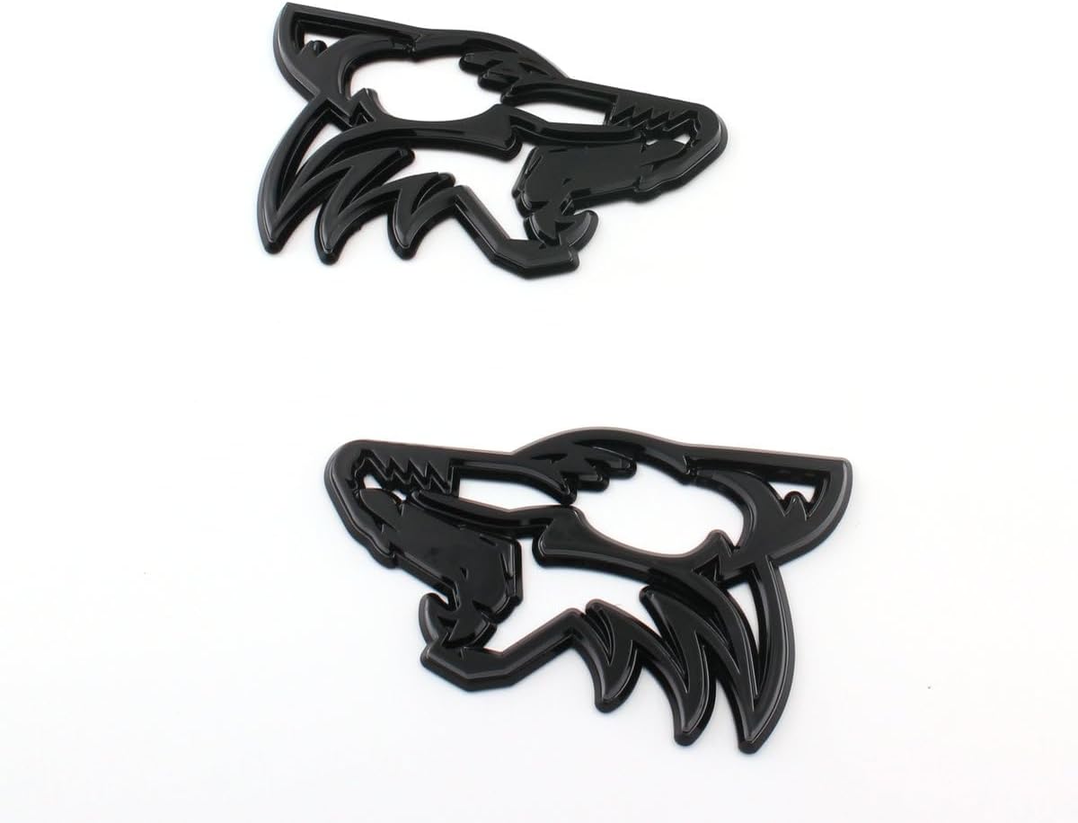 2PC New Custom Dark Horse Style Coyote Emblems Door Left Right 3D Badge Compatible with Mustang,Universal Car Vehicle, Truck, Motorcycle (Black)