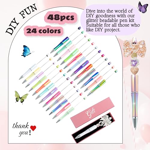 Set de 48 bolígrafos retractiles Beadable colores brillantes miniatura 5