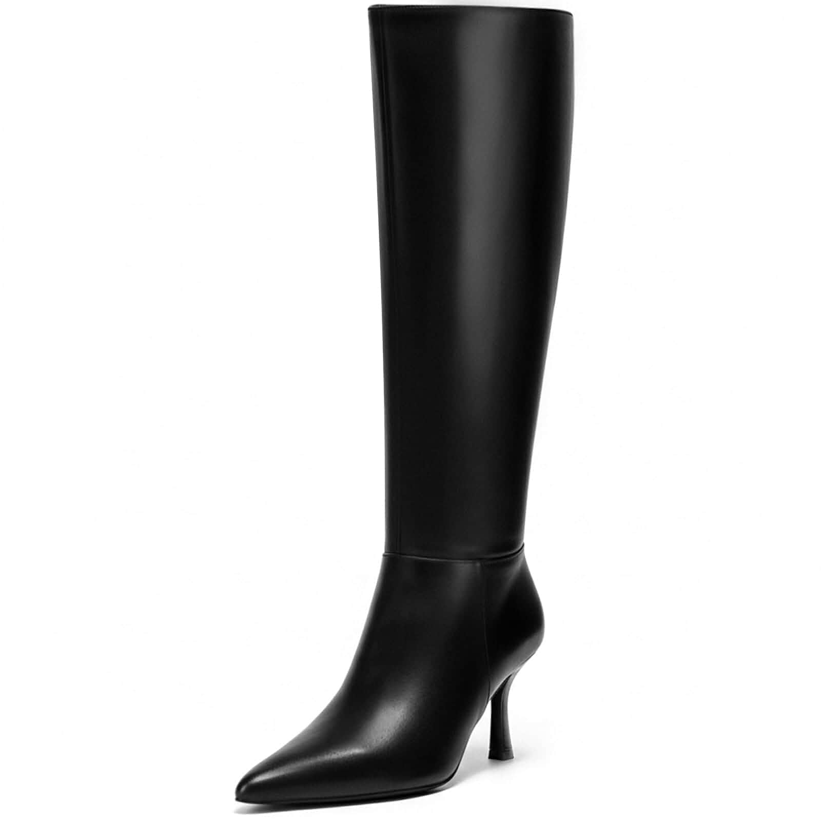 Vipost 3.3-inch Kitten Heel Knee High Boots Pointed Toe Tall Boot for Women 3.3-inch Kitten Stiletto Heel Sleek Tall Long Boot Full Side Zipper Fall Winter Fasion Evening Office Dress Boots