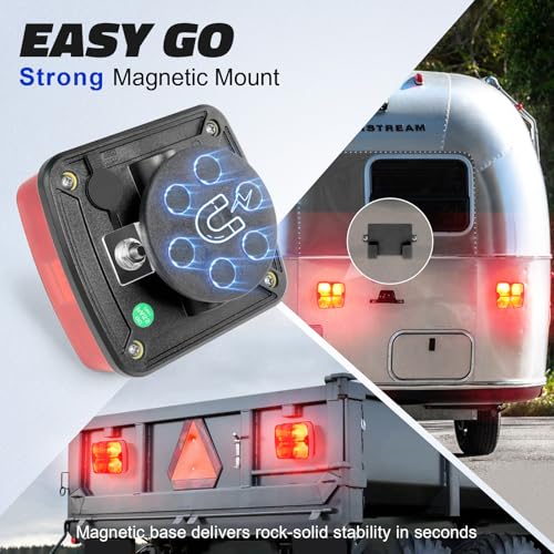 Image of Agrieyes Wireless Trailer Lights, Magnetic Tow Tail Light Kit (T212) | 2 Mounting Options | 30s Magnetic Mount | 100ft Stable Range | USB-C 9H Runtime | IP67 Waterproof | Cross-State Towing