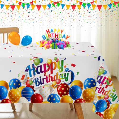 Happy Birthday Tablecloth Rectangle 52 x 70 Inch Colorful Birthday