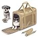 SUCIKORIO Hundetasche Flugzeug 55x40x23 Eurowings Lufthansa, Faltbare Hundetragetasche mit Faltbar Reisenapf Napf Hunde Katzen Transporttasche bis 12kg Transportboxen Große Petsfit Tragetasche, Khaki