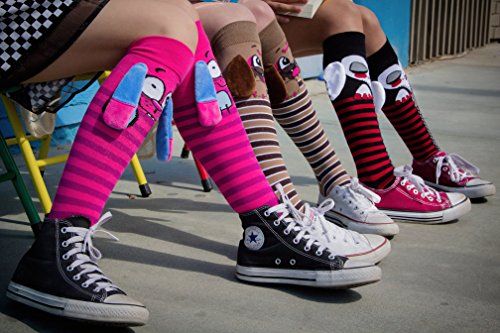 Women's Novelty Knee High Socks With Ears & Grippy Soles (Pink Spanky), Spanky, One Size #TOP6