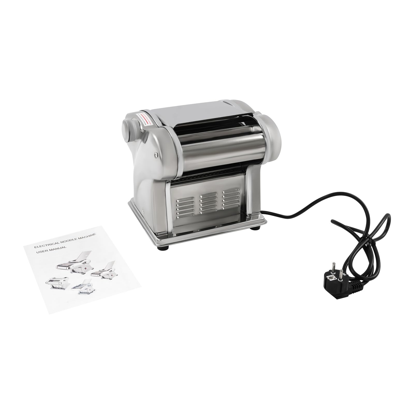 Elektrische Nudelmaschine 135W Edelstahl mit 8 Dickenstufen, 2 Klingen | 1,5 & 4mm Klingen, 8 Dickenstufen 0,5-4mm, verbesserte Motorabdeckung, 4 rutschfeste Füsse, für hausgemachte Pasta
