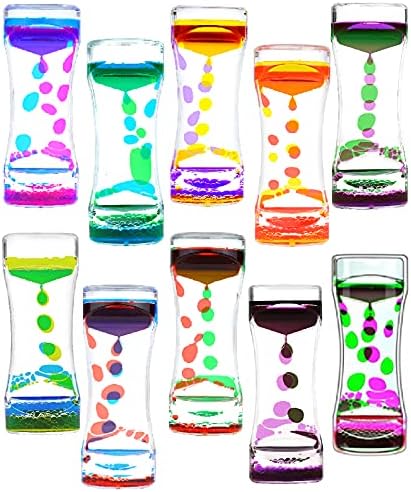 Liquid Motion Bubbler Timer 10 Pack Diamond Shaped Liquid Timer for Fidget Toy,Autism Toys , Children Activity, Calm Relaxing ,Penguin Desk Toys and Home Ornament (SF-10 PCS-Liquid Motion Bubble)