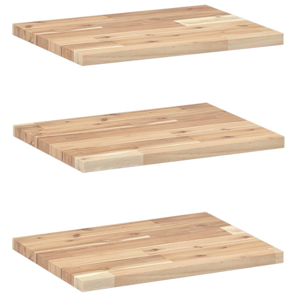 Set di 3 mensole sospese da 60 x 30 x 2 cm, in acacia massiccio, non trattate, design moderno, robusto e durevole, decorazione da parete per soggiorno, cucina, bagno e ufficio