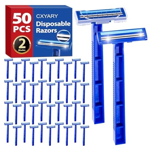 CXYARY 50 Pcs Disposable Razors With Lubricating Strip, 2 Blade Razors