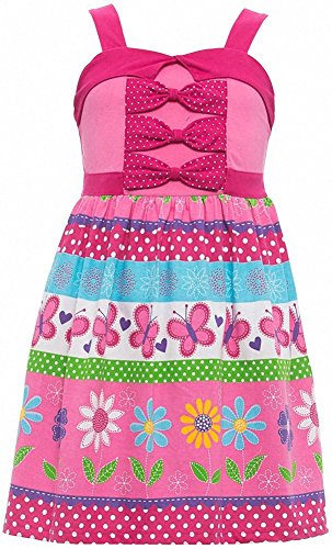 Image of ToBeInStyle Girls Two Piece Short Sleeve Dress and Matching Bolero Crop Cardigan Assorted Prints Cotton Blend Summer Outfit