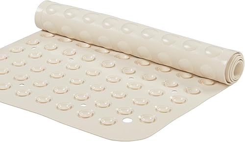YANZIFLY Alfombra de bañera para ducha Alfombrilla de baño de silicona suave de 16 x 40 pulgadas, antideslizante con ventosas, alfombrilla para baño