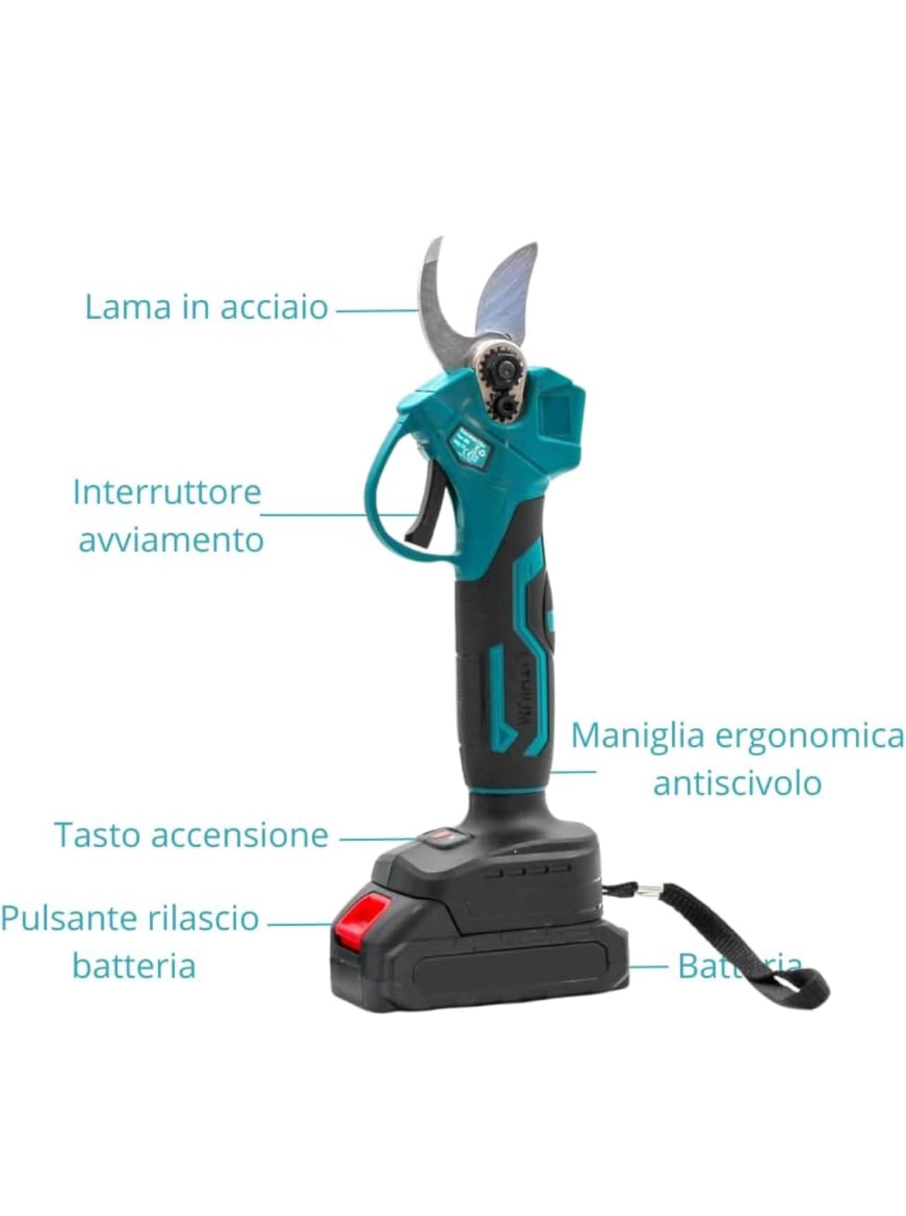 Accessori Kit Potatura 3 in 1 a Batteria: Forbici Elettriche + Mini Motosega 6” + Asta Telescopica 128-248 cm