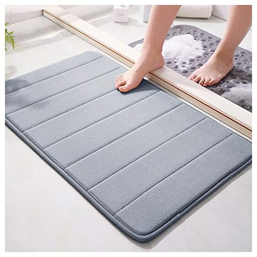 JMTOOR Memory Foam Bath Mat 17" X 24" Coral Velvet Super Non-Slip Rapid Water Absorption Soft and Comfortable Easier to Dry Machine Wash Bathroom Mat, Gray