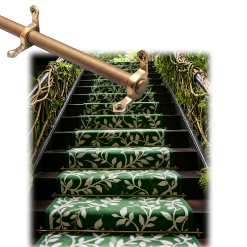 Barras para alfombras de escaleras en latón dorado con soportes ajustables