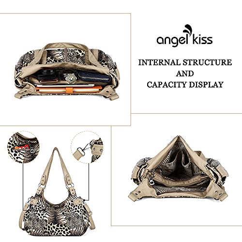 Image of Angel Kiss Large Purses and Handbags for Women Washed Faux Leather Crossbody Hobo Satchel Shoulder Handbag Tote Purse