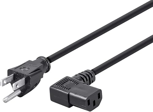 Monoprice 6ft 14AWG Cable De Alimentación De Ángulo Recto w3 Conductor PC Conector De Alimentación Socket (C135-15P) - Negro