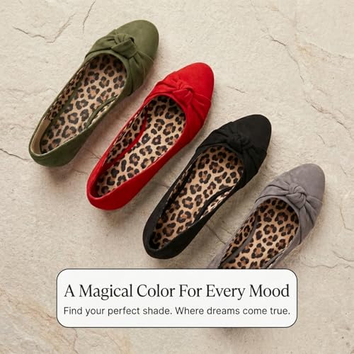 Image of Epic Step Ballet Flats for Women, Comfortable Slip on Faux Suede Round Toe, Ballerina Dressy Flat Shoes